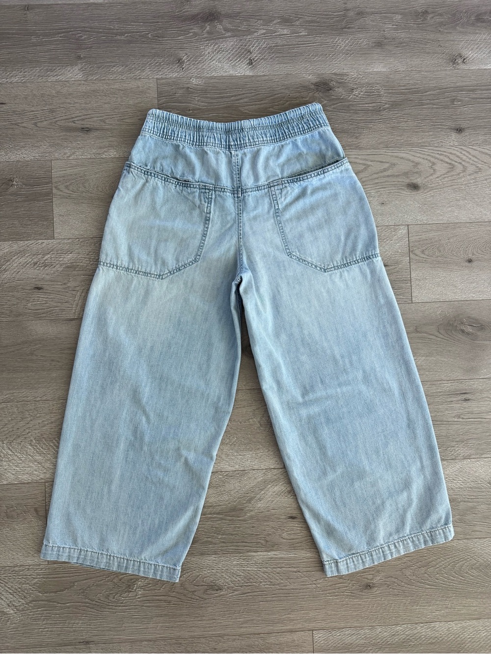 Free People We the Free Easy Peasy Pull-On Wide Leg Jeans Light Wash Size XS - Picture 3 of 15